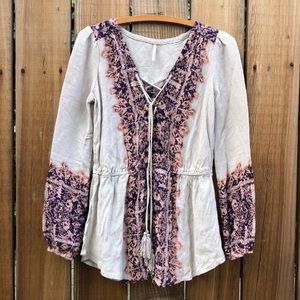 FreePeople WildestMoments tan teacombo summer vacation tunic top XS